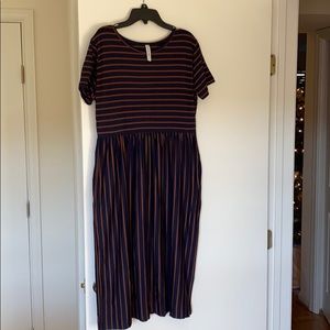 Stripe Midi Short Sleeve Dress
